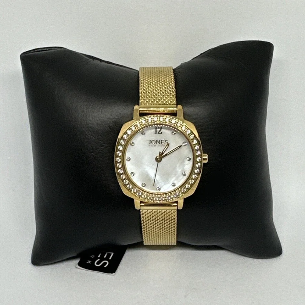 Jones New York JNY11582 Women Gold Stainless Steel Mesh Analog Dial Watch HME640